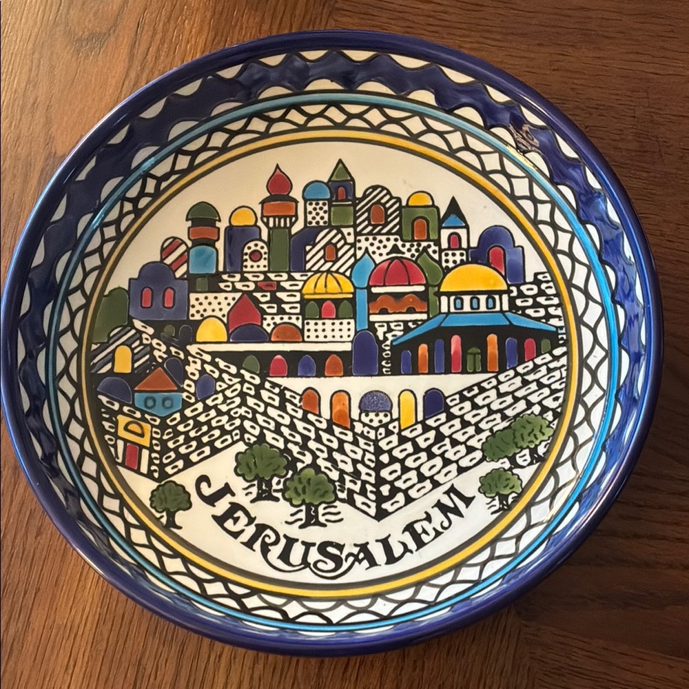 Handcrafted Jerusalem Ceramic Plate - Multicolor